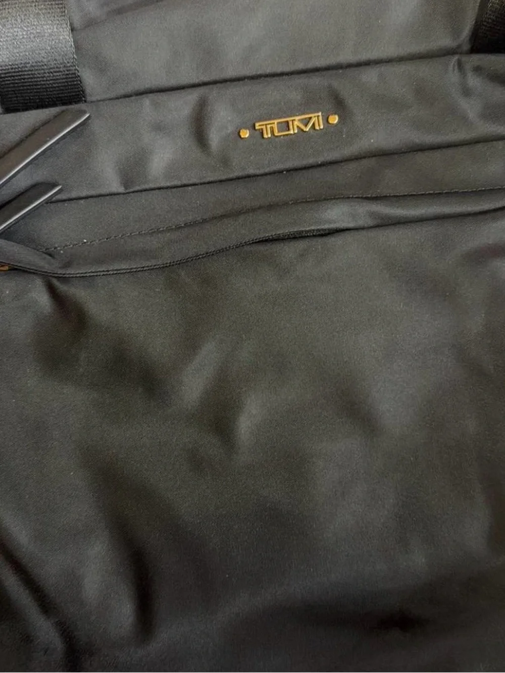 Tumi Black Nylon Laptop Brief with Gold Hardware
